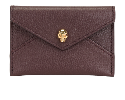 Alexander McQueen Skull Card Holder, &pound;110, Accessories, Burgundy, Leather, Front view
